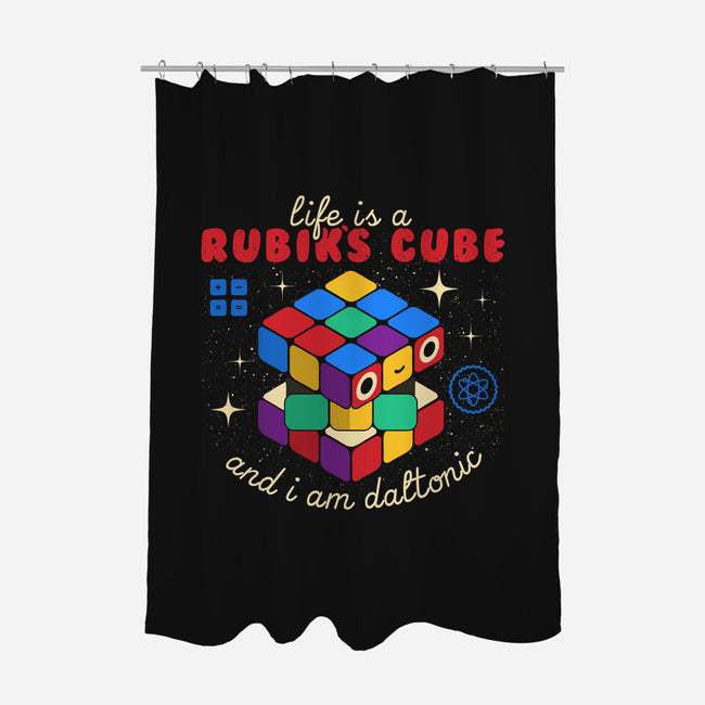 Rubik's Life-none polyester shower curtain-Unfortunately Cool