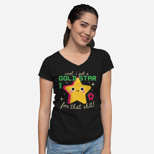 Golden Star-womens v-neck tee-Unfortunately Cool