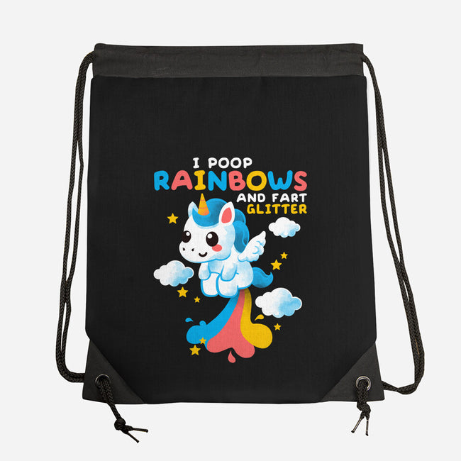 Pooping Rainbows-none drawstring bag-NemiMakeit