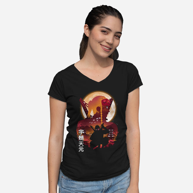 Tengen Landscape-womens v-neck tee-dandingeroz