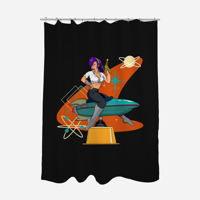Vintage Future Pin-Up-none polyester shower curtain-SeamusAran