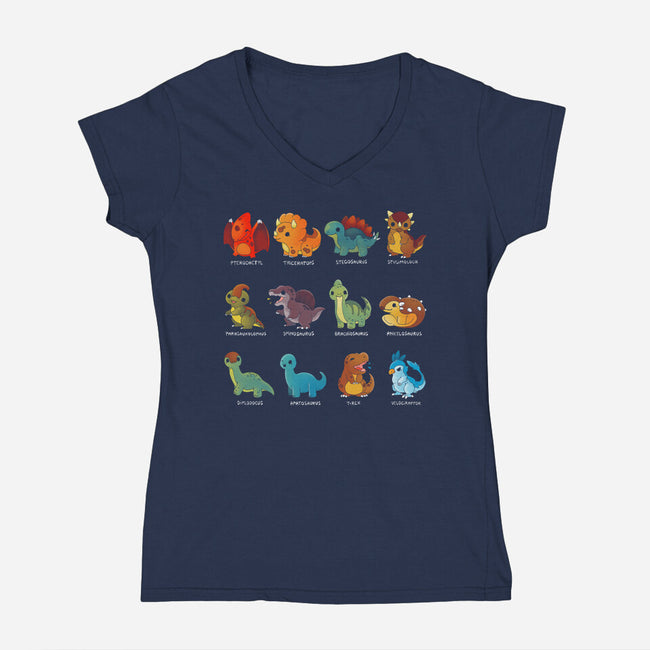 Dinosaurs-womens v-neck tee-Vallina84