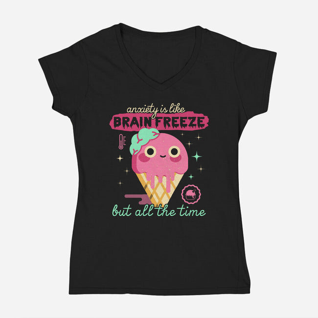Brain Freeze All the Time-womens v-neck tee-Unfortunately Cool