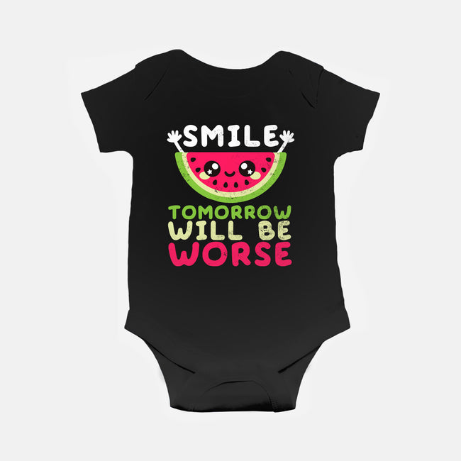 Watermelon Smile-baby basic onesie-NemiMakeit