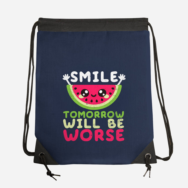 Watermelon Smile-none drawstring bag-NemiMakeit