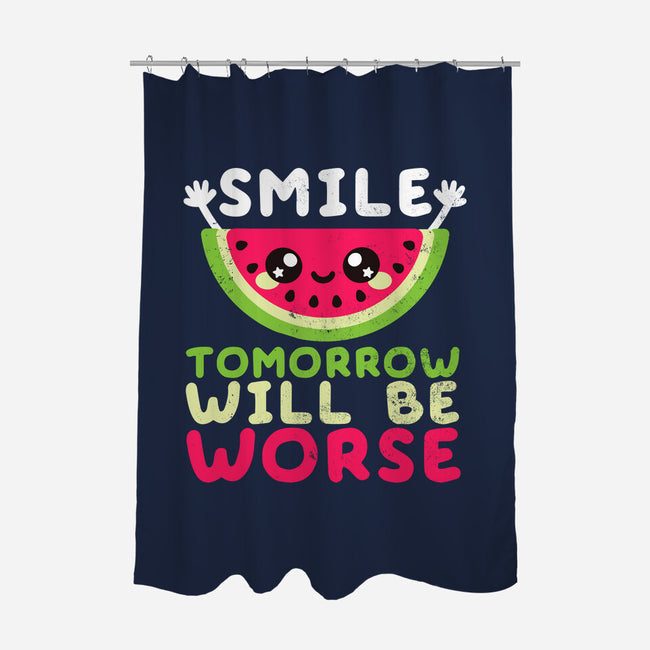 Watermelon Smile-none polyester shower curtain-NemiMakeit