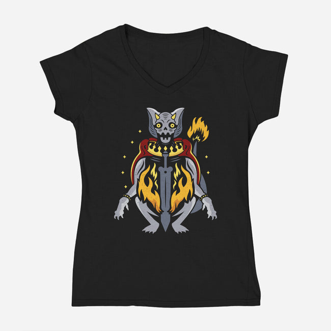 Catacombs Fire Dog-womens v-neck tee-Logozaste