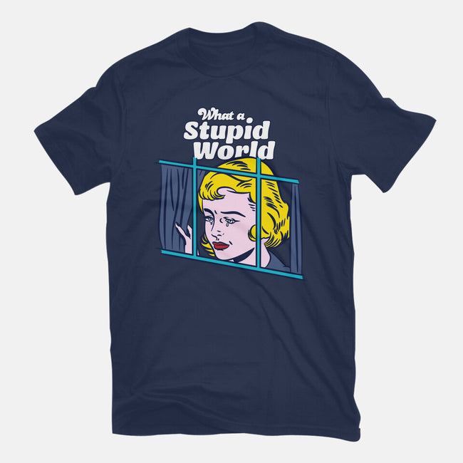 Stupid World-womens fitted tee-rocketman_art