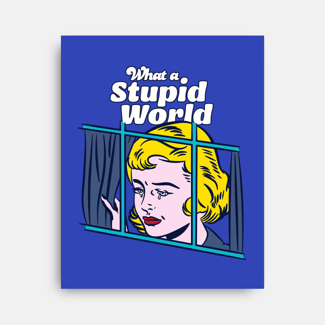 Stupid World-none stretched canvas-rocketman_art