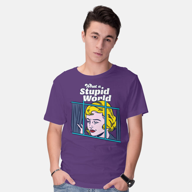 Stupid World-mens basic tee-rocketman_art