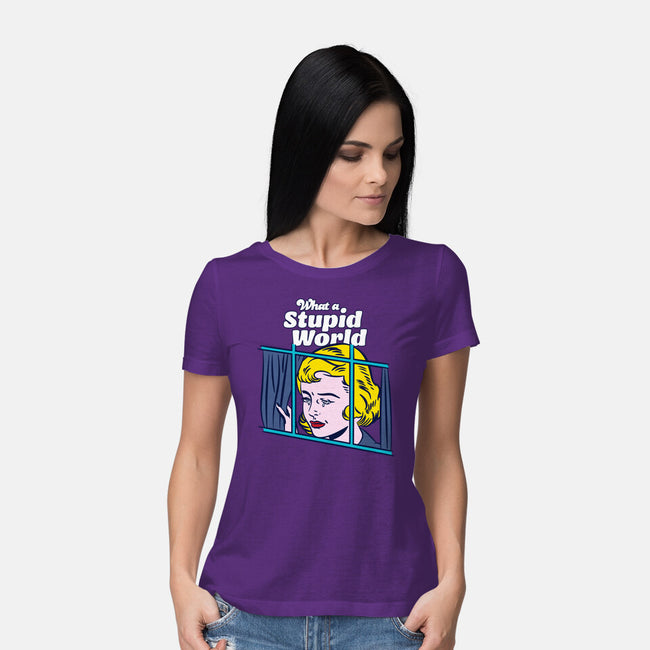 Stupid World-womens basic tee-rocketman_art