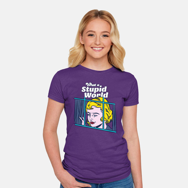 Stupid World-womens fitted tee-rocketman_art