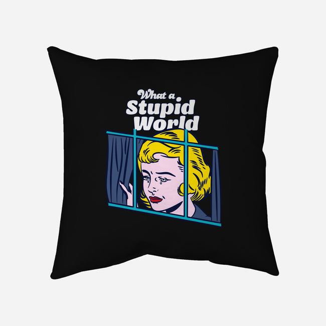 Stupid World-none removable cover w insert throw pillow-rocketman_art