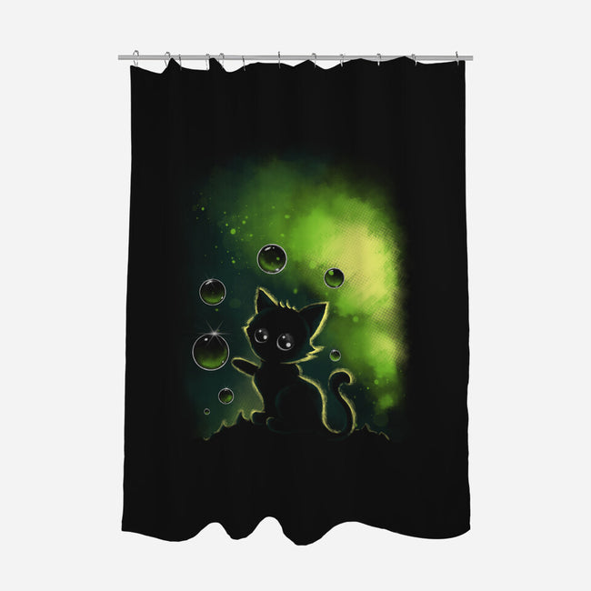 Bubble Cat-none polyester shower curtain-erion_designs