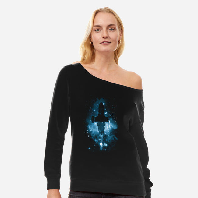 The Shiniest Space Ship-womens off shoulder sweatshirt-kharmazero