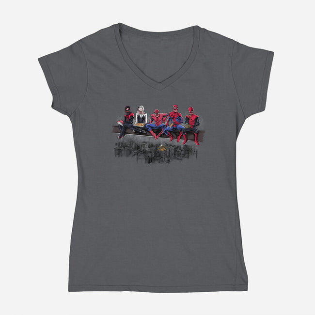 Spider Lunch-womens v-neck tee-zascanauta