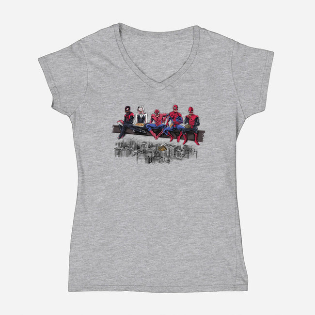 Spider Lunch-womens v-neck tee-zascanauta