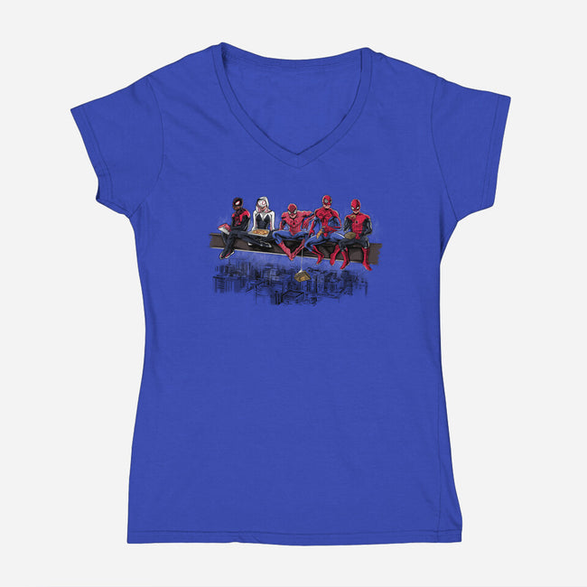 Spider Lunch-womens v-neck tee-zascanauta