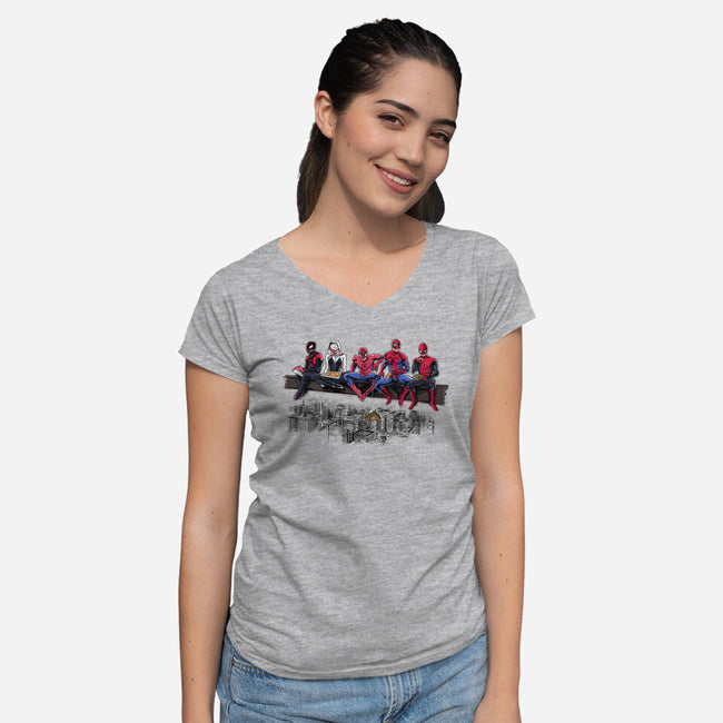 Spider Lunch-womens v-neck tee-zascanauta