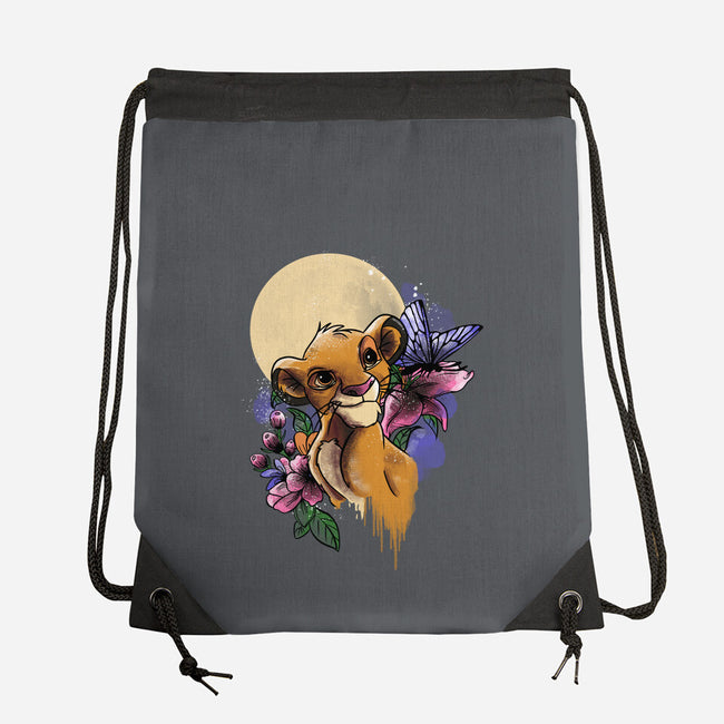 Moonlight Lion Cub-none drawstring bag-fanfabio