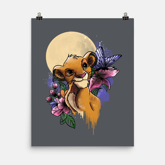 Moonlight Lion Cub-none matte poster-fanfabio