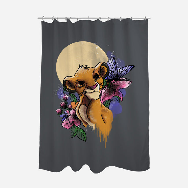 Moonlight Lion Cub-none polyester shower curtain-fanfabio