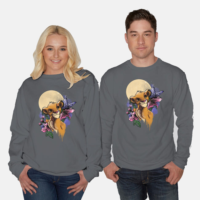 Moonlight Lion Cub-unisex crew neck sweatshirt-fanfabio