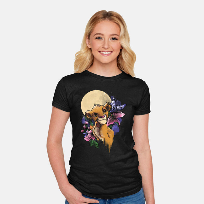 Moonlight Lion Cub-womens fitted tee-fanfabio