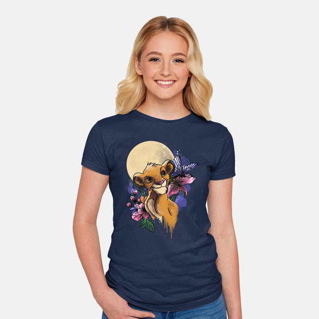 Moonlight Lion Cub-womens fitted tee-fanfabio