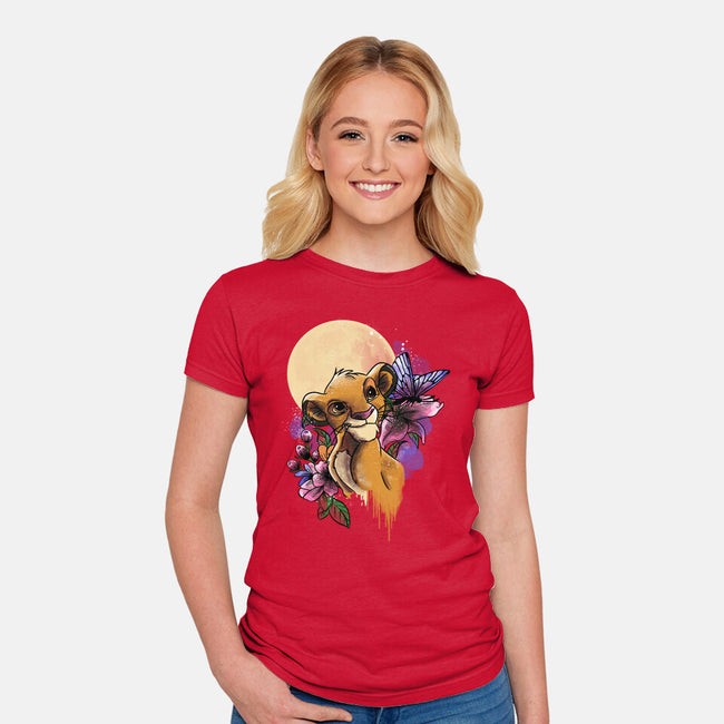 Moonlight Lion Cub-womens fitted tee-fanfabio