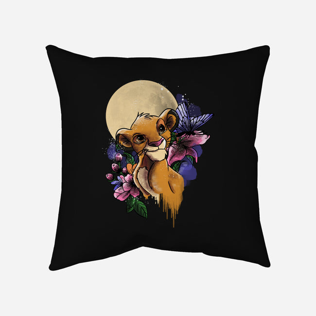 Moonlight Lion Cub-none removable cover w insert throw pillow-fanfabio