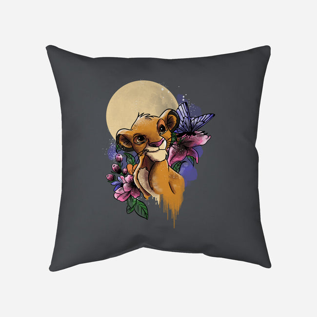 Moonlight Lion Cub-none removable cover w insert throw pillow-fanfabio