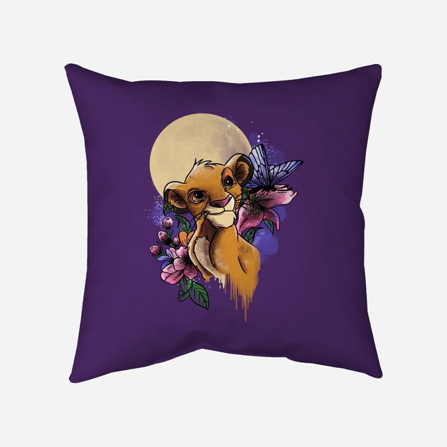 Moonlight Lion Cub-none removable cover w insert throw pillow-fanfabio