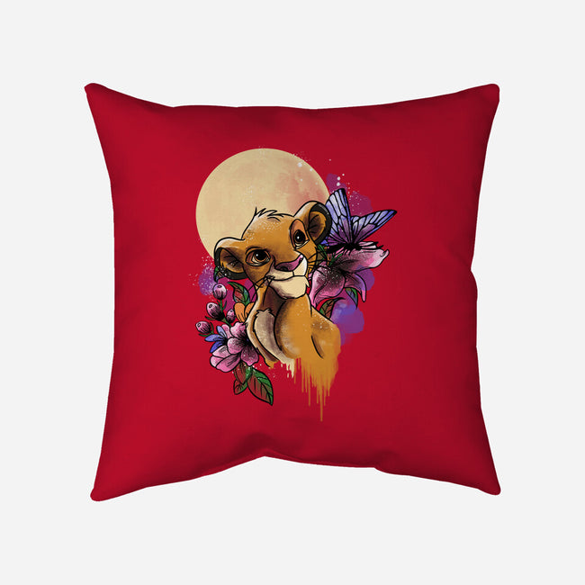 Moonlight Lion Cub-none removable cover w insert throw pillow-fanfabio