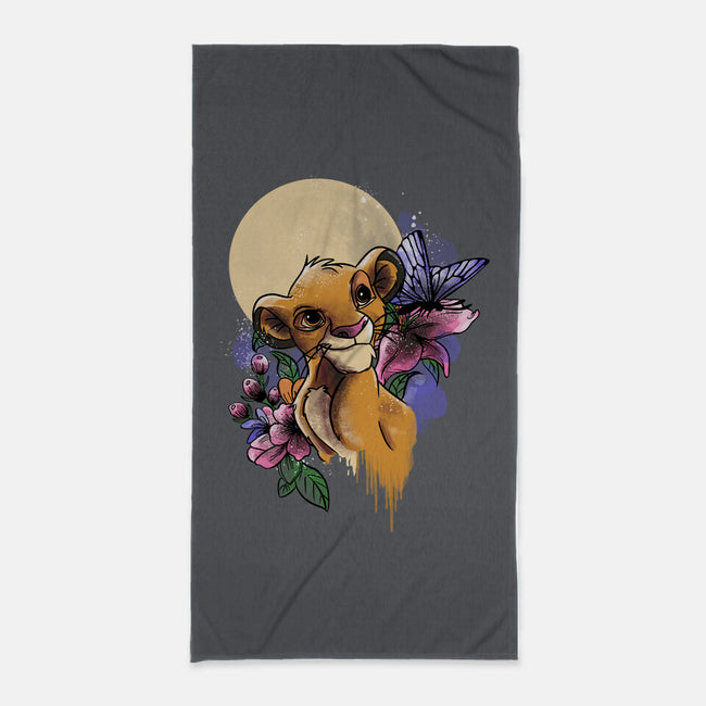 Moonlight Lion Cub-none beach towel-fanfabio