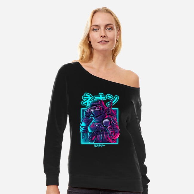 Neon Mystery-womens off shoulder sweatshirt-Bruno Mota