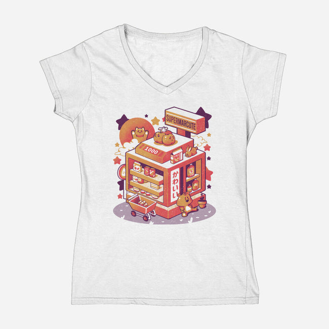 Supermarcute-womens v-neck tee-eduely