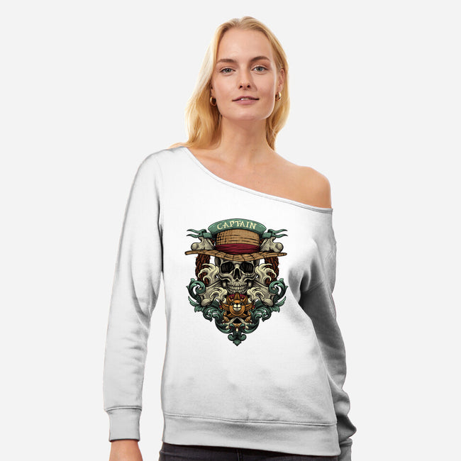 The Captain-womens off shoulder sweatshirt-Badbone Collections
