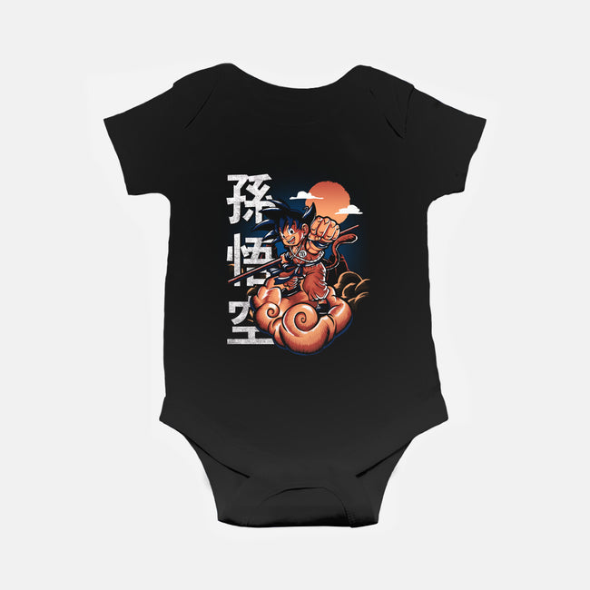 Goku In The Golden Cloud-baby basic onesie-Knegosfield