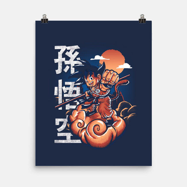 Goku In The Golden Cloud-none matte poster-Knegosfield