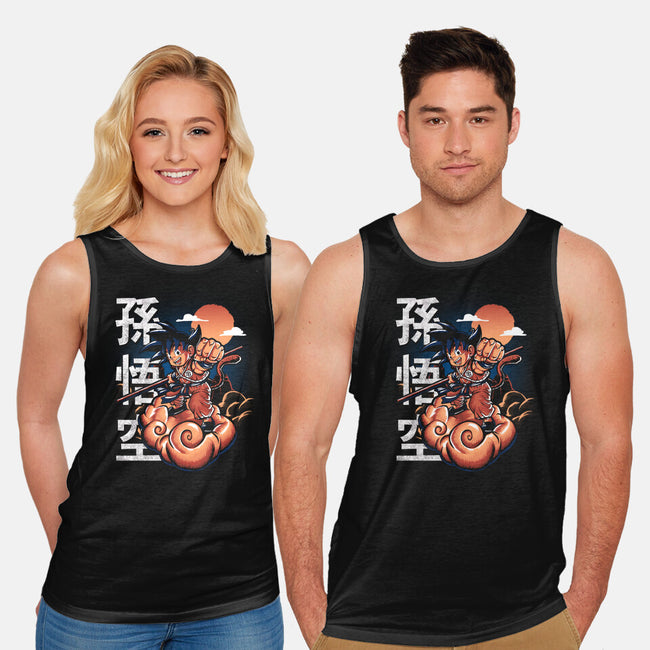 Goku In The Golden Cloud-unisex basic tank-Knegosfield