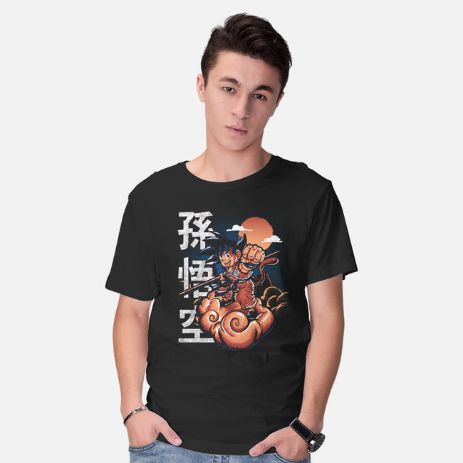 Goku In The Golden Cloud-mens basic tee-Knegosfield