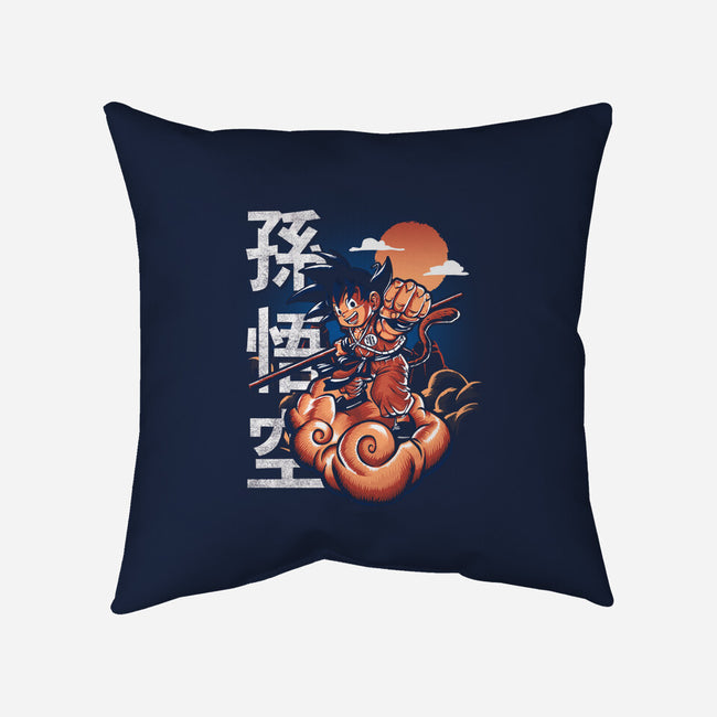 Goku In The Golden Cloud-none removable cover w insert throw pillow-Knegosfield