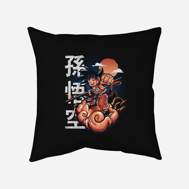 Goku In The Golden Cloud-none removable cover throw pillow-Knegosfield