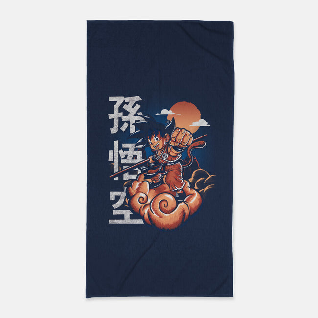 Goku In The Golden Cloud-none beach towel-Knegosfield