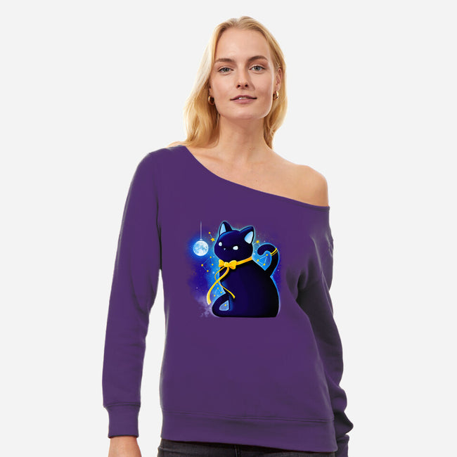 Kitten Stars-womens off shoulder sweatshirt-Vallina84