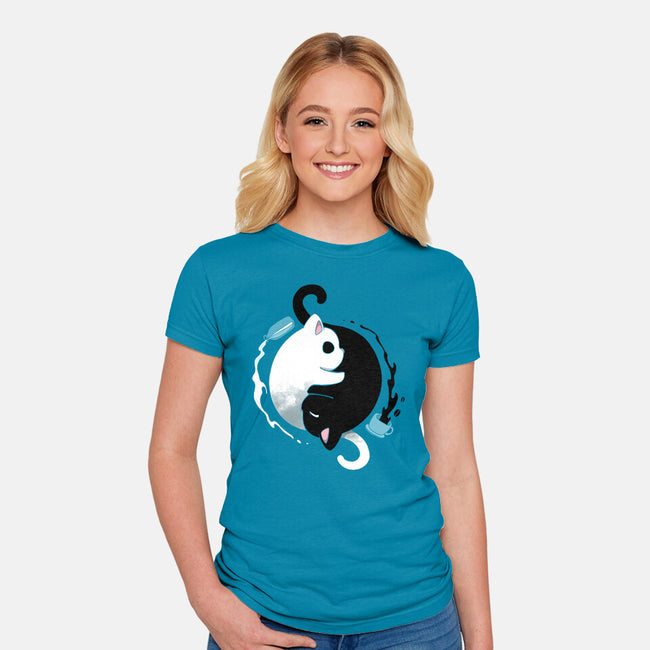Yin Yang Kittens-womens fitted tee-Vallina84