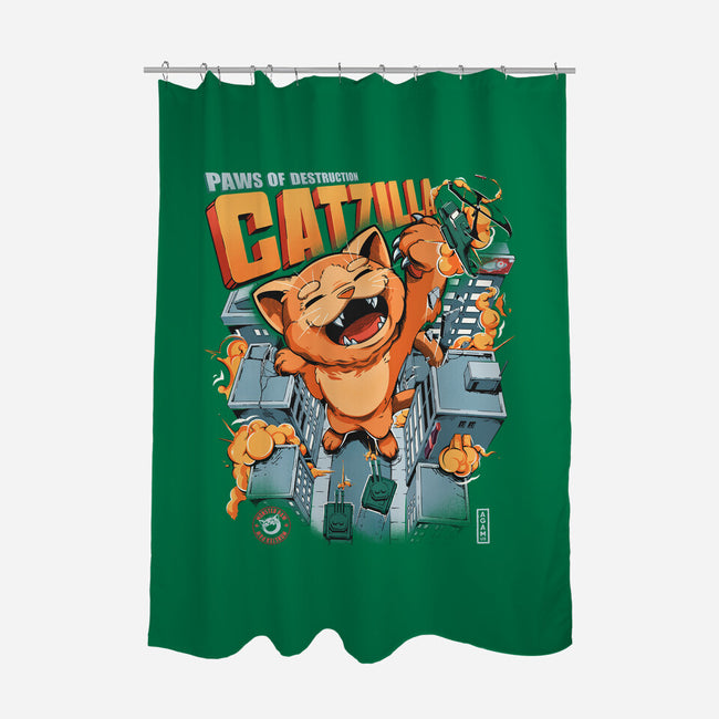 Catzilla King Of Monster-none polyester shower curtain-AGAMUS