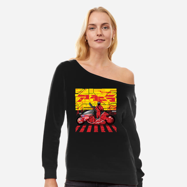 Cyber Akira-womens off shoulder sweatshirt-silentOp