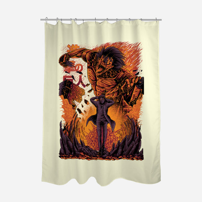 Eren X Attack Titan-none polyester shower curtain-alanside
